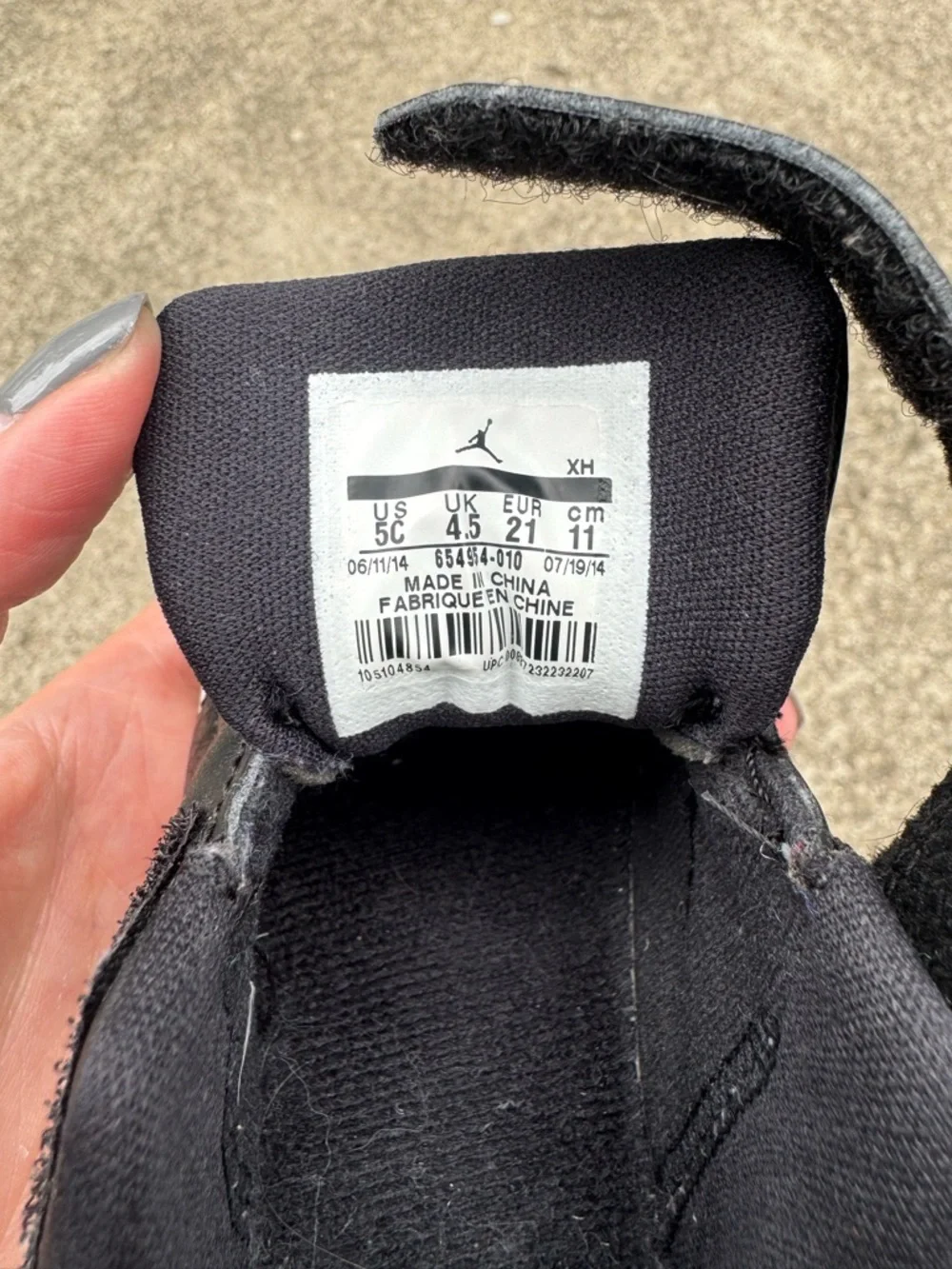Jordan Baby Black and White Velcro Strap Sneakers